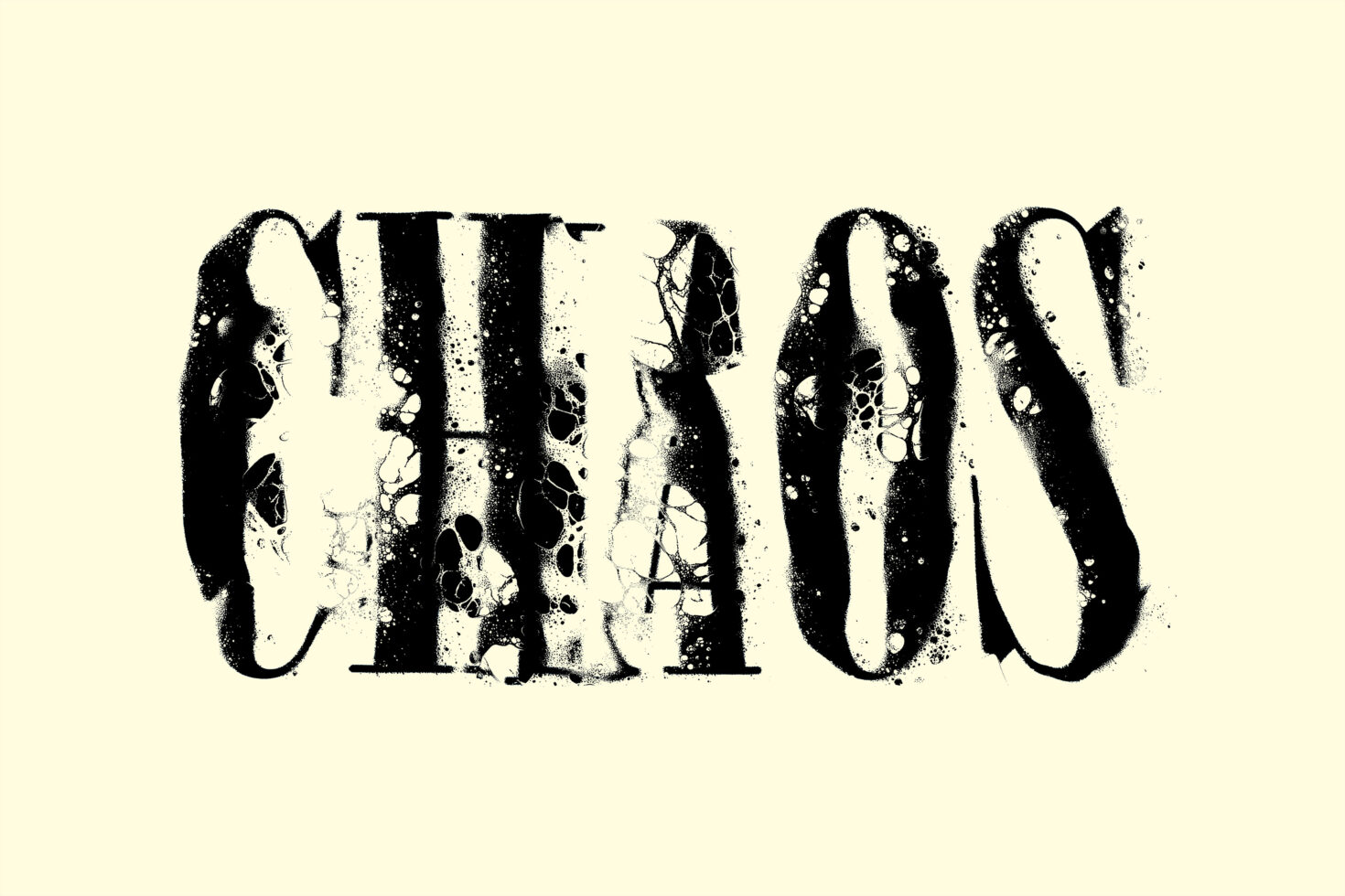CHAOS font design with grunge texture and distressed letters suitable for creative typography projects in digital graphics and templates.