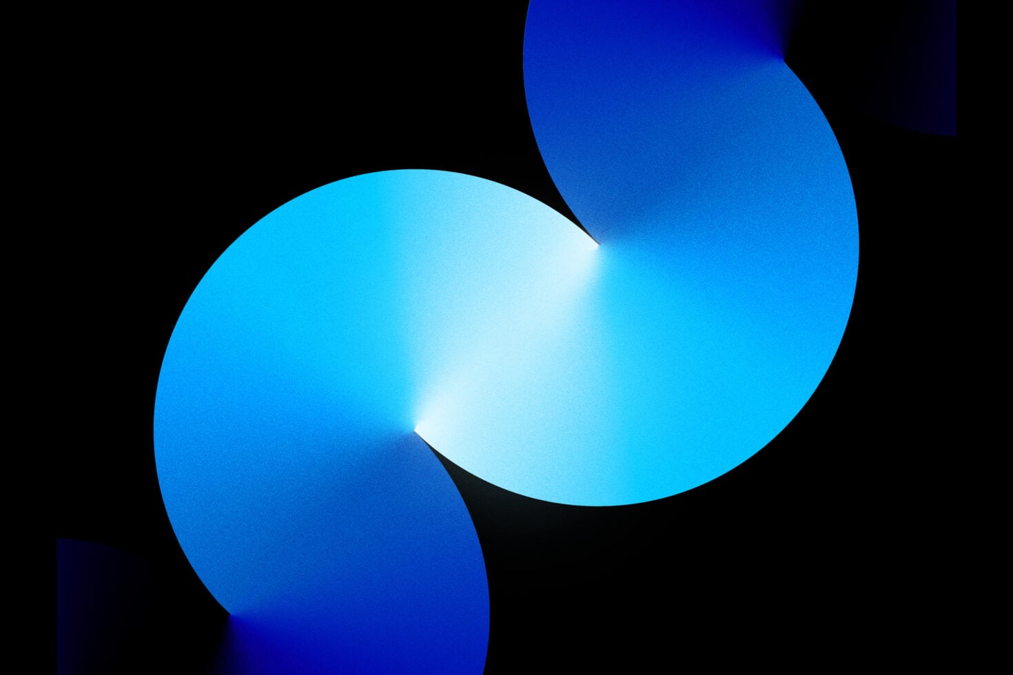 Overlapping cyan to deep blue shapes creating smooth light gradient transitions