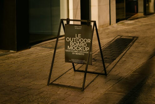 Outdoor board mockup in urban setting street corner design template for designers showcasing realistic outdoor advertising mockup customizable signage