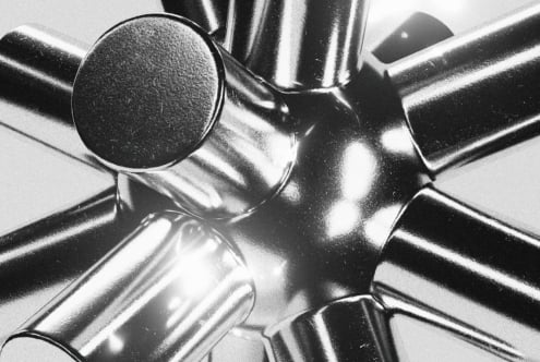 Metallic abstract close-up design. Shiny symmetrical pipes. Ideal for 3D graphics mockup. Perfect for creative designers seeking modern aesthetic assets.