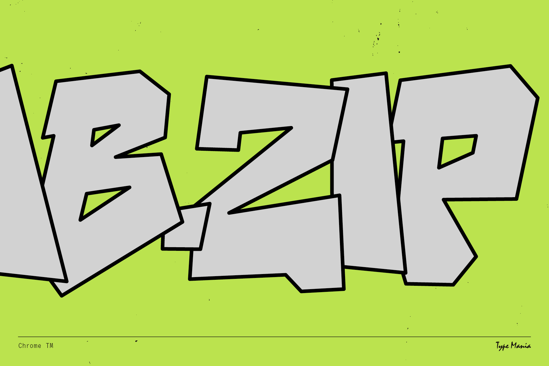 Bold graffiti-style font on a bright green background. Ideal for designers seeking unique typography, vector art, graphic design, street art style.