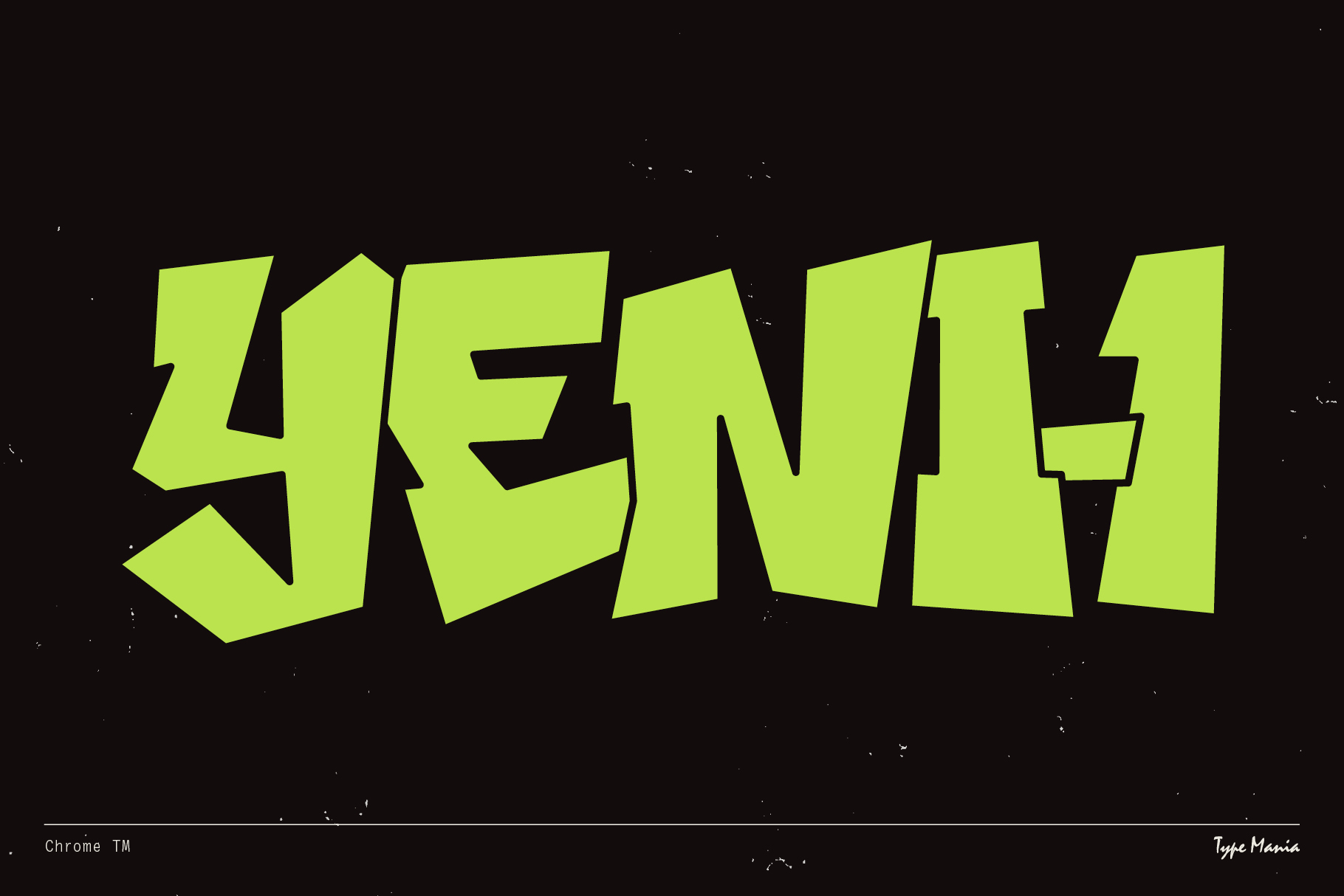 Bold green graffiti style font on black background. Ideal for typography enthusiasts and graphic designers. Suitable for creative projects and fonts.