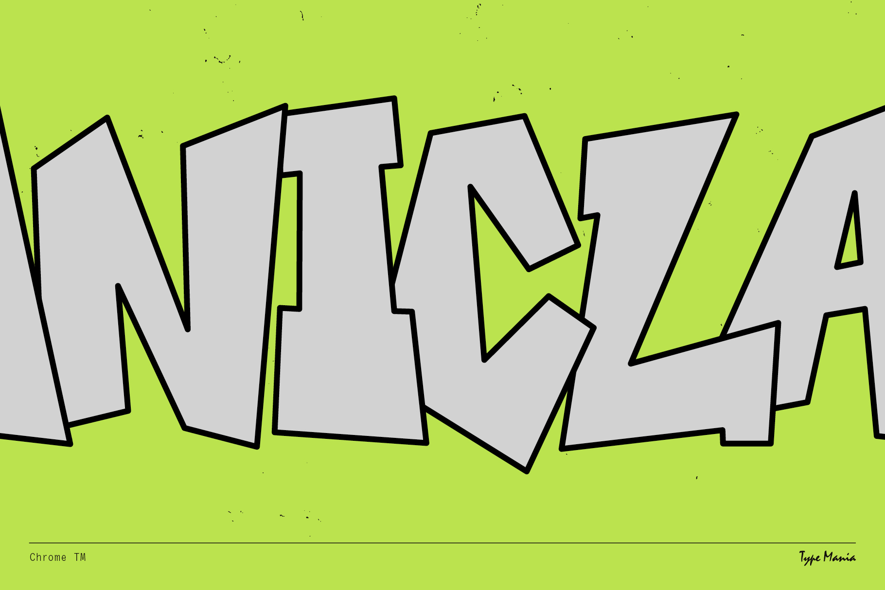 Bold graffiti-style text in gray with black outlines on a bright green background perfect for urban-themed design projects typography fonts.