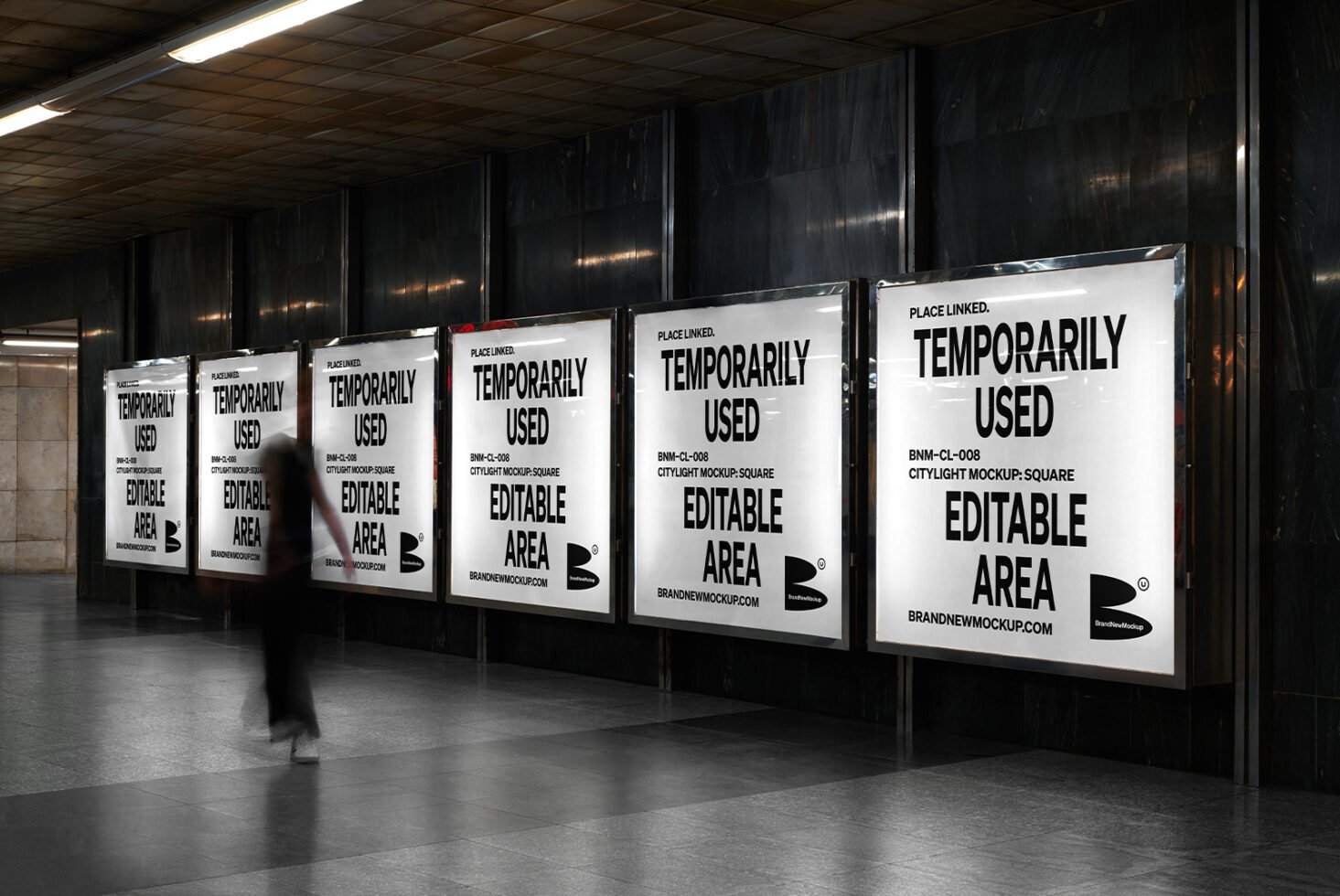 Underground city light poster mockups display editable content in urban setting ideal for designers branding templates advertising presentations SEO.