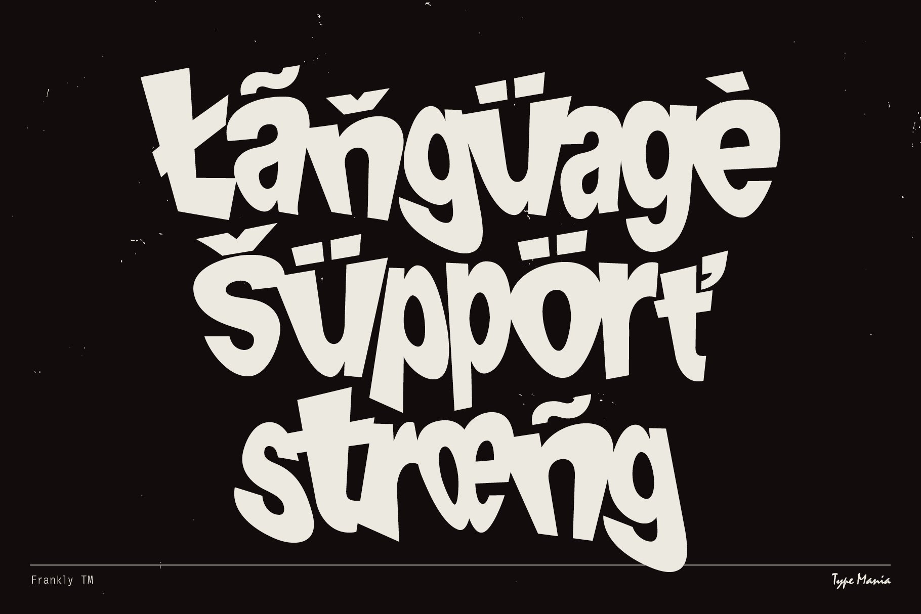 Bold graffiti-style font graphic showcasing strong language support on black background suitable for designers in search of unique typography assets.