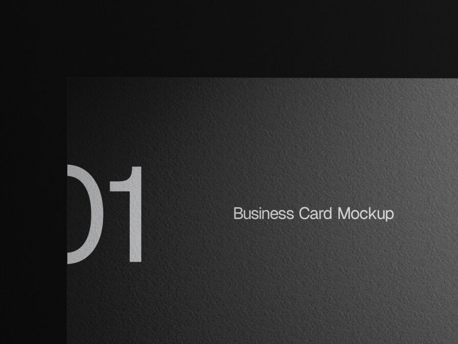 Dark textured card showing large D1 logo with Business Card Mockup text