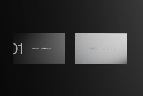 Business card mockup on dark background showcasing embossed text and modern minimalist design perfect for designers templates and branding projects.