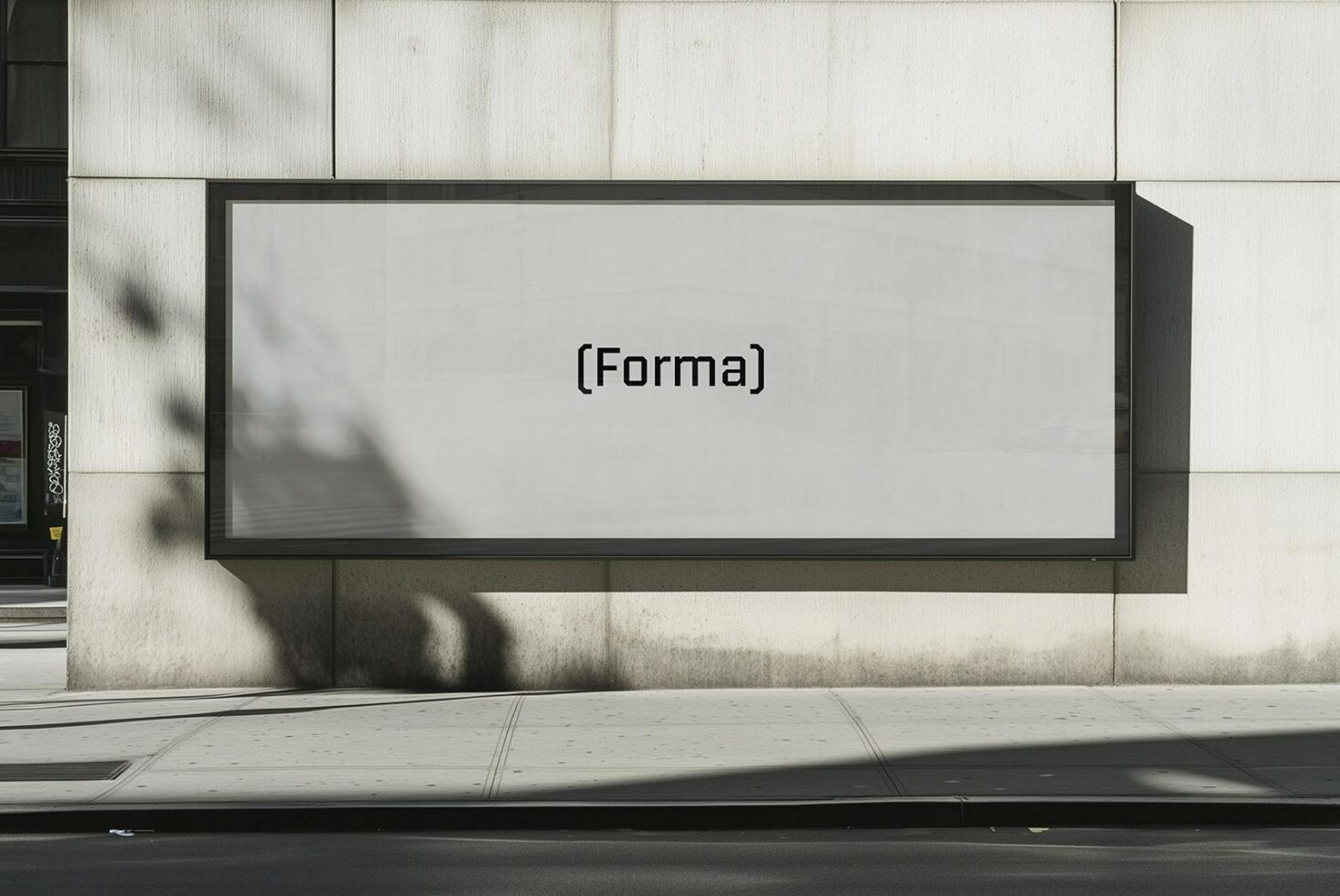 Outdoor billboard mockup on a concrete wall displaying Forma font. Ideal for showcasing branding designs and typography. Perfect for graphic designers.