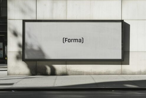 Outdoor billboard mockup on a concrete wall displaying Forma font. Ideal for showcasing branding designs and typography. Perfect for graphic designers.