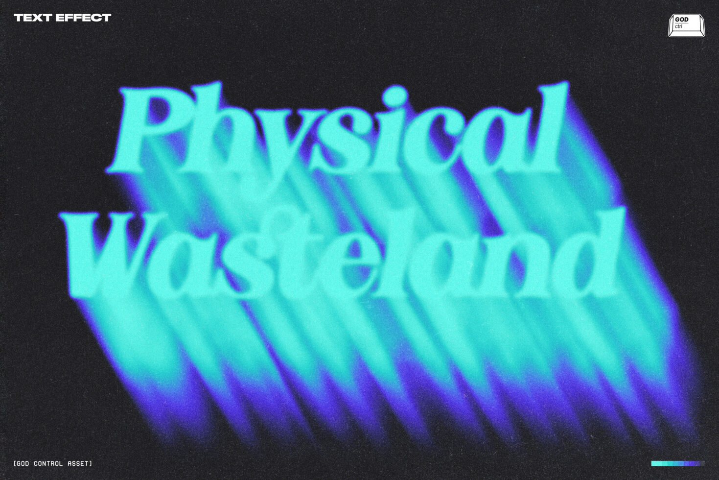 Retro text effect image displaying Physical Wasteland in neon blue on black background. Perfect for graphic design projects, typography, and text effects.