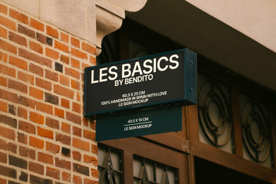 Urban storefront sign mockup with customizable text for branding design. Ideal for graphic designers seeking authentic outdoor signage templates.
