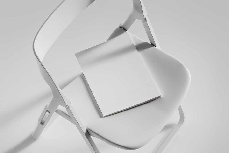 White box mockup with blank square card inside on minimal background