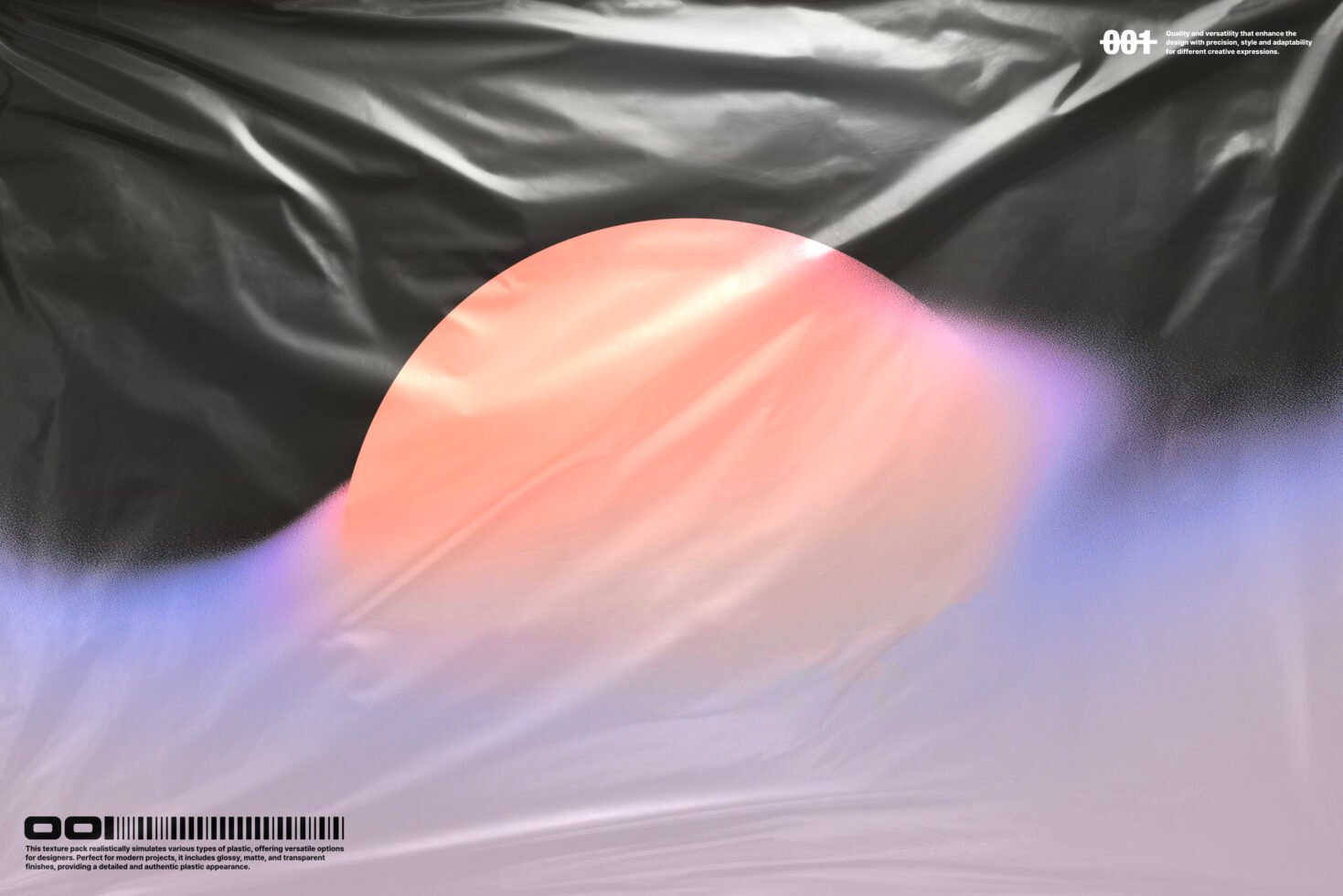 Abstract texture design with a glossy plastic effect in black and pastel hues. Perfect for digital mockups, graphics, and creative templates.