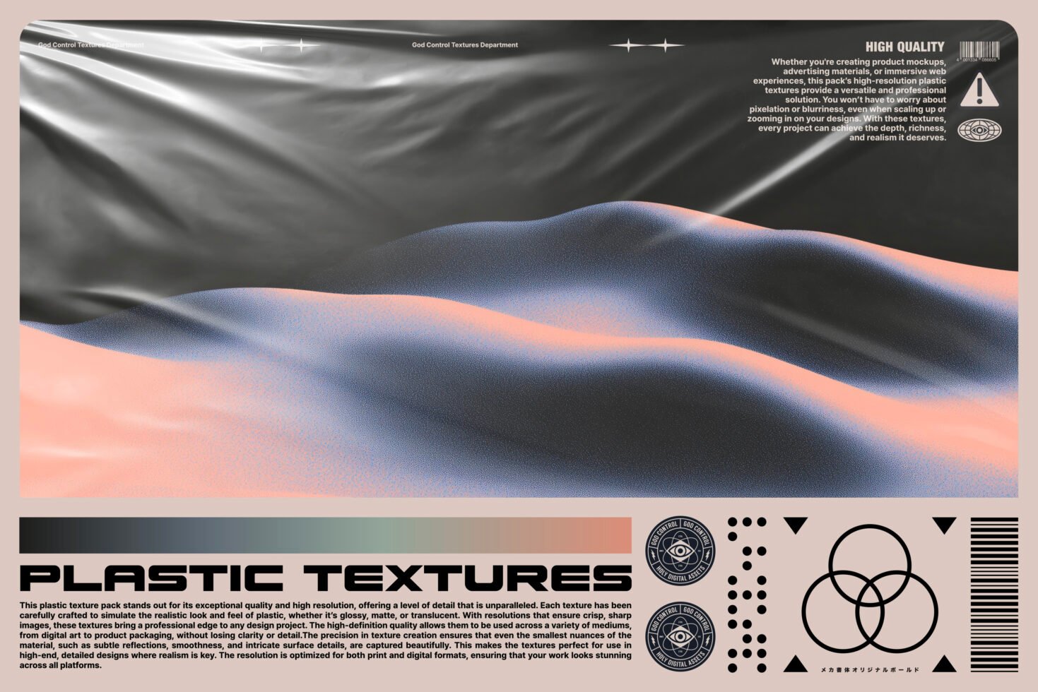 Plastic texture pack featuring high-resolution, realistic textures for mockups and graphic design. Perfect for digital and print projects.