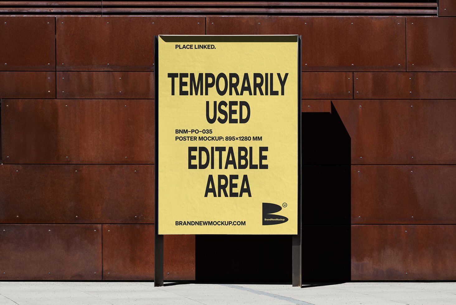 Outdoor poster mockup on a rusted metal wall background with editable area for designers. Great for promoting graphics templates advertisements.