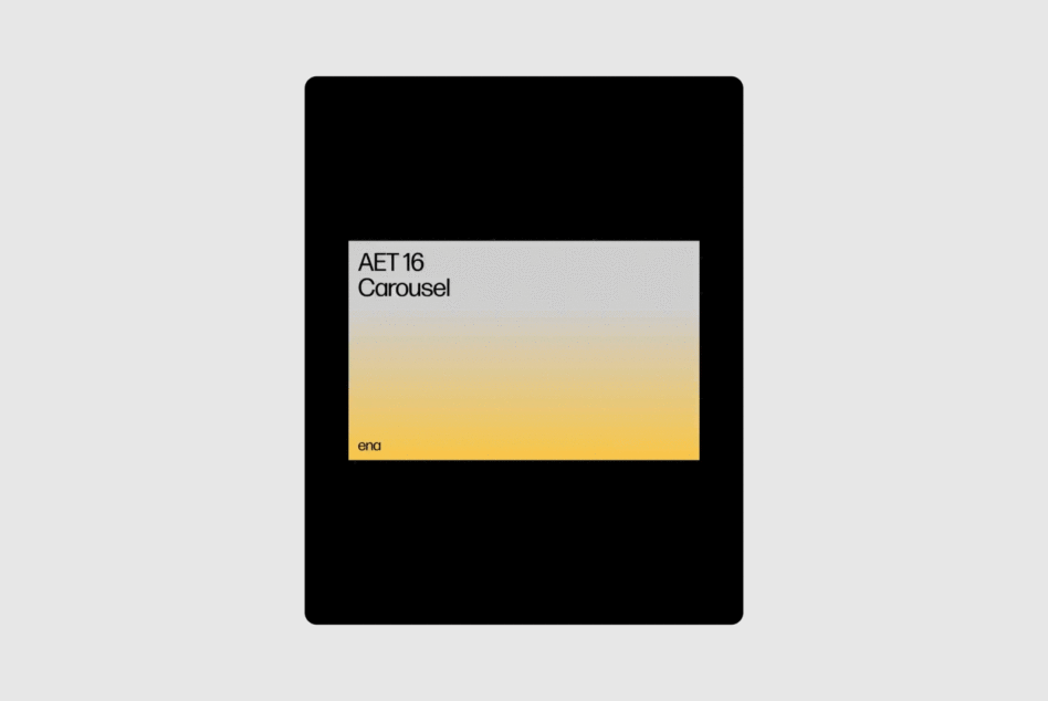 Minimalist graphic design template with gradient background labeled AET 16 Carousel. Ideal for digital designers in mockups and template creation.