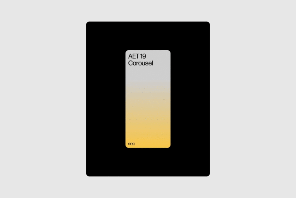 Minimalist gradient template with a vertical layout showcasing AET 19 Carousel text. Perfect for designers seeking sleek graphics or mockup resources.