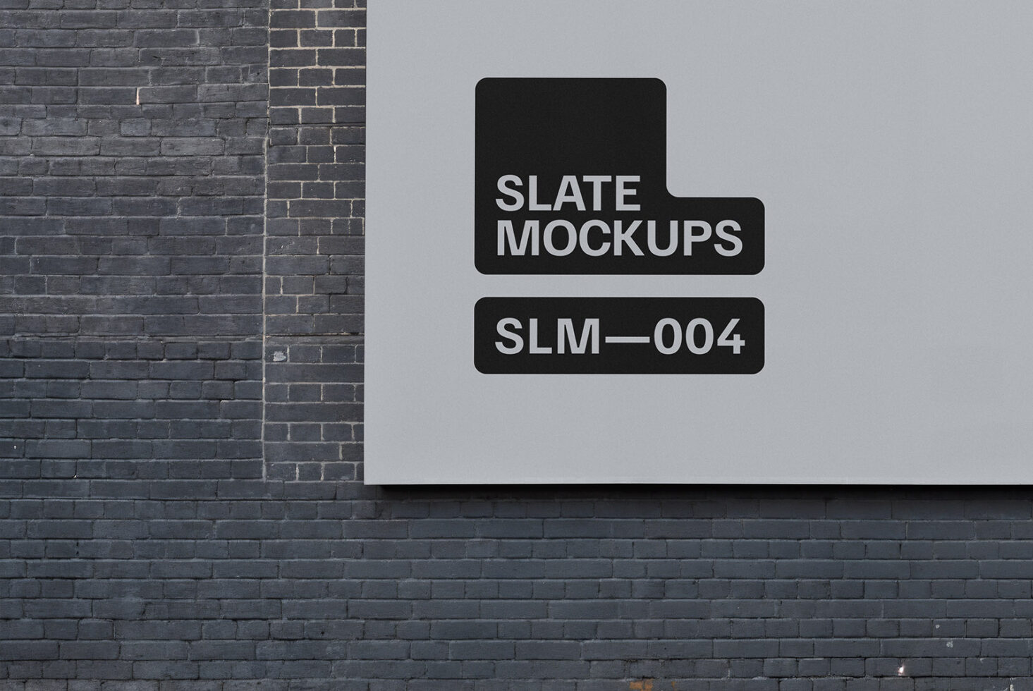 Slate mockups poster on gray wall. Design asset for templates and graphics. Perfect for designers seeking high-quality presentation mockups.