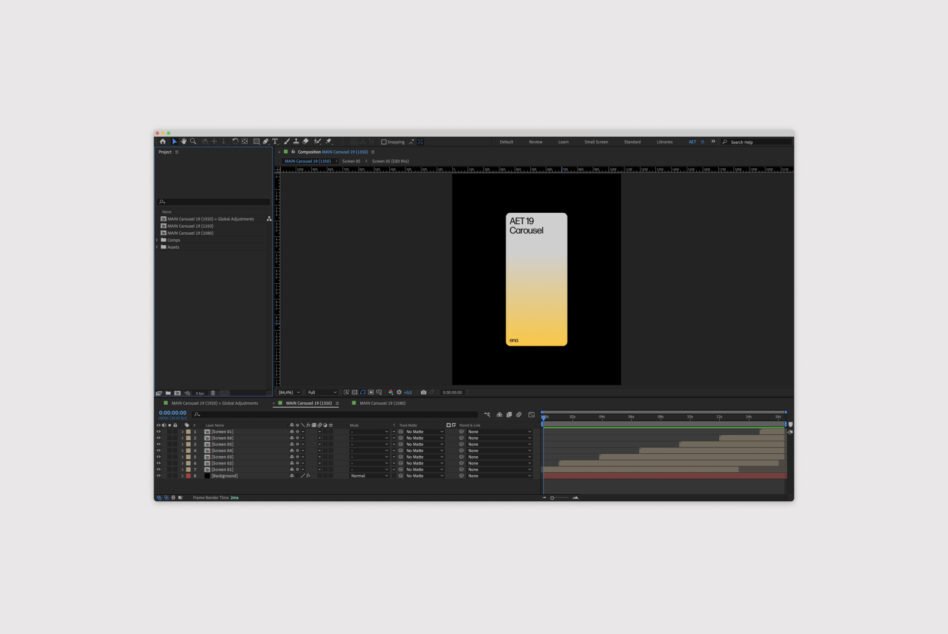 Digital design software interface showcasing a gradient template for motion graphics. Ideal for designers seeking animated graphics and design assets.