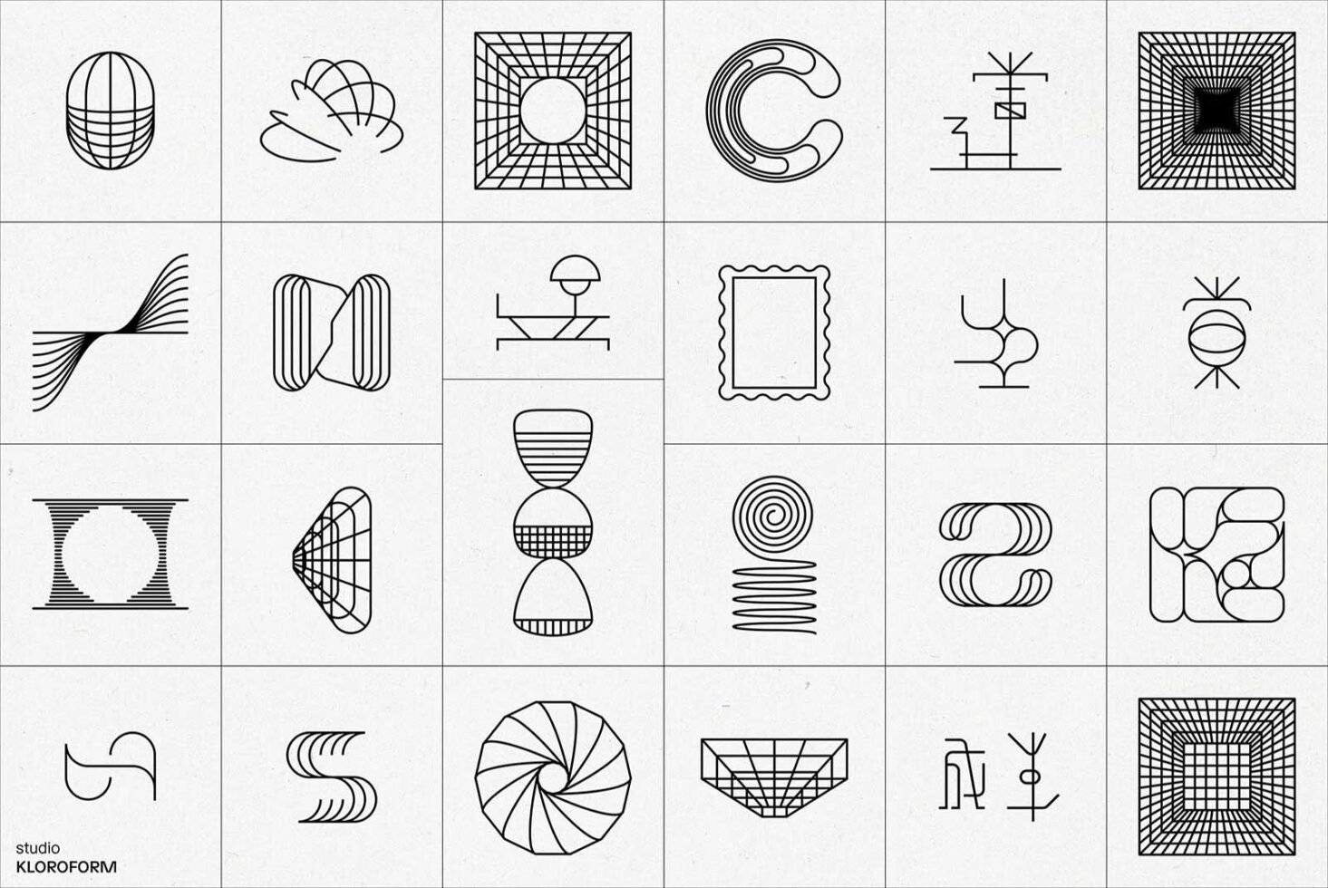 Set of 25 abstract vector logos in black on white suitable for modern branding projects templates graphic design and digital asset creation.