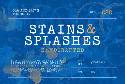 Handcrafted stains and splashes texture graphic in blue. Perfect for designers needing organic designs. Hi-res template, 4500x3000, ideal for projects.
