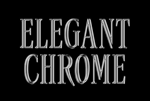 Elegant chrome text on black background showcasing a sleek metallic font style perfect for graphic design projects templates and typography resources.