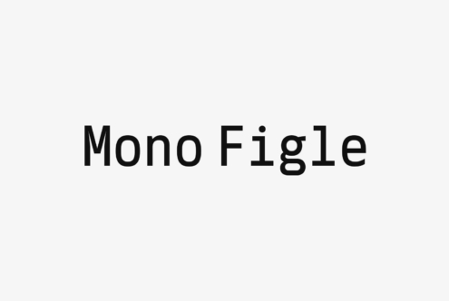 Minimalist sans-serif font design showcasing Mono Figle typeface in black text on a white background ideal for modern digital projects and typography.