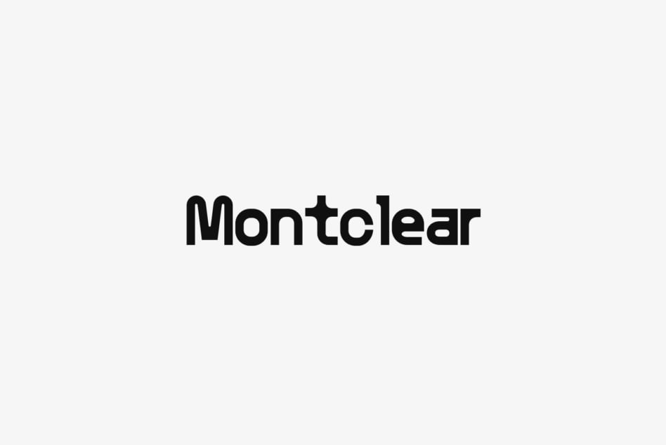 Montclear font displayed in bold black letters on a white background, ideal for modern graphic design, branding, typography projects, digital assets.
