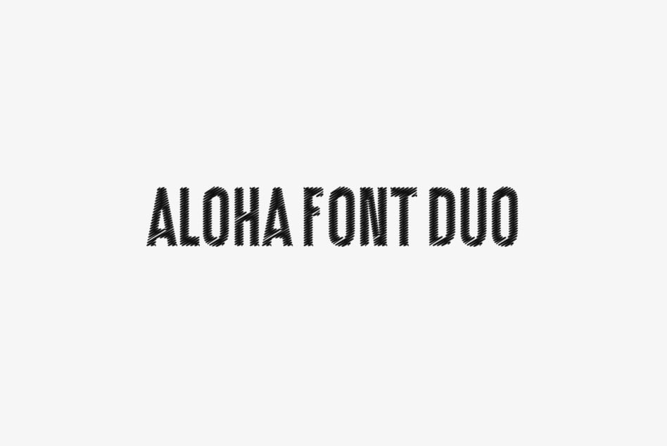 Aloha Font Duo textured black letters on neutral background