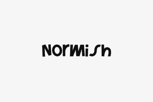 Creative font design showcasing stylized black text Normish on a white background suitable for digital assets designers typography and graphic design.