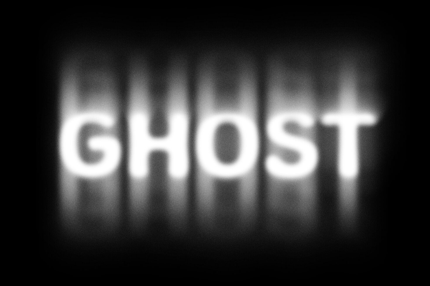 Ghost text in abstract blurred font effect with dark gradient background suitable for designers seeking unique fonts for graphics or template projects.