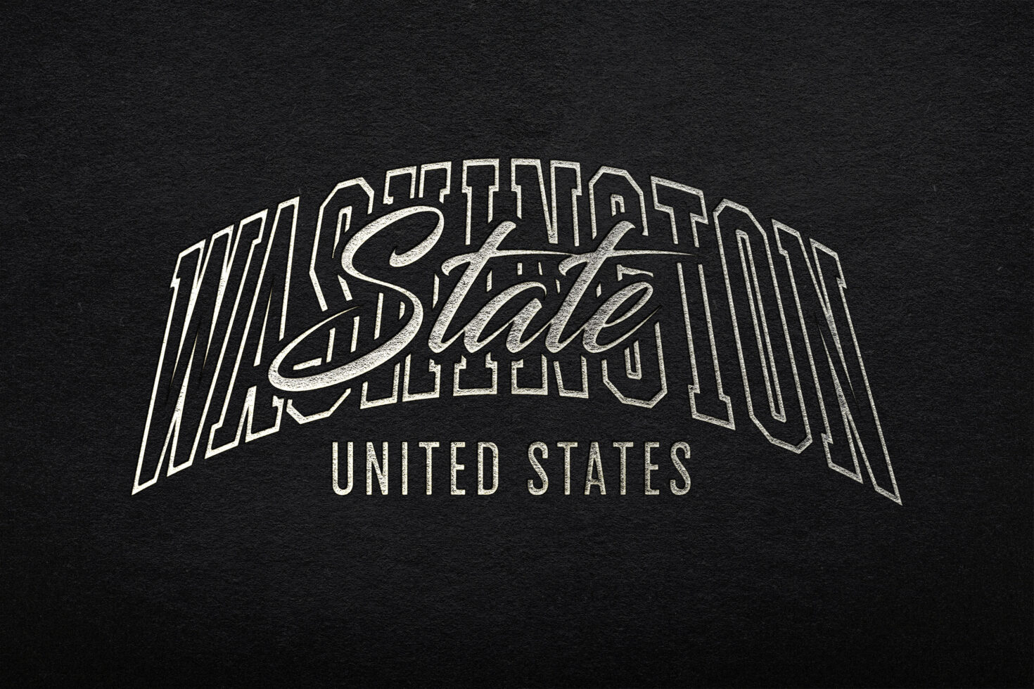 Vintage typography of Washington State United States on black textured background suitable for logos branding design mockups vintage graphic assets