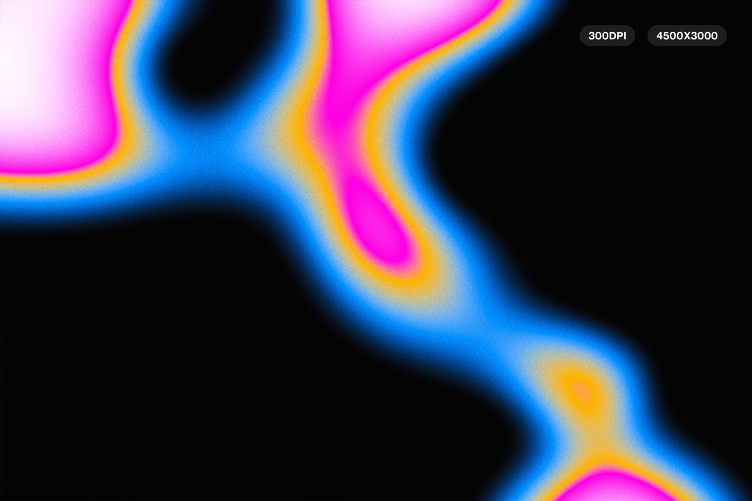 Abstract psychedelic artwork with vibrant neon colors blending in fluid shapes on black background. Perfect for graphic designers and digital assets.