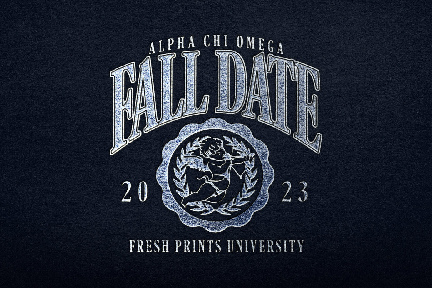 Elegant typography design featuring Fall Date event text with vintage elements and a decorative emblem for mockups and graphic design templates.