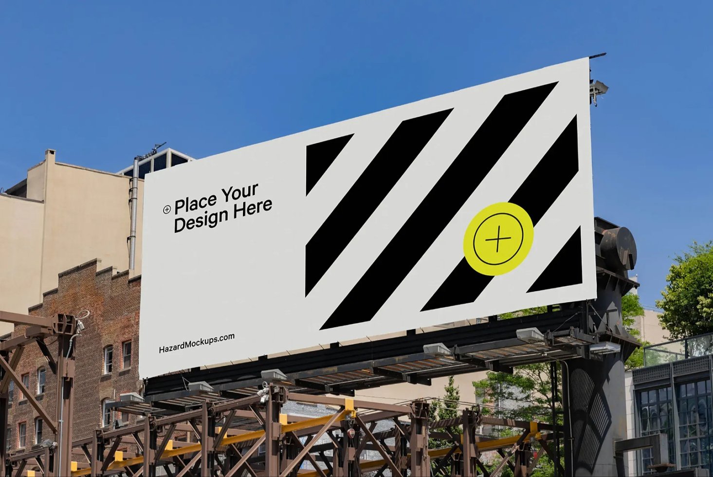 Outdoor billboard mockup with urban background for design presentation. Ideal for showcasing advertisements, marketing projects, templates, mockups.
