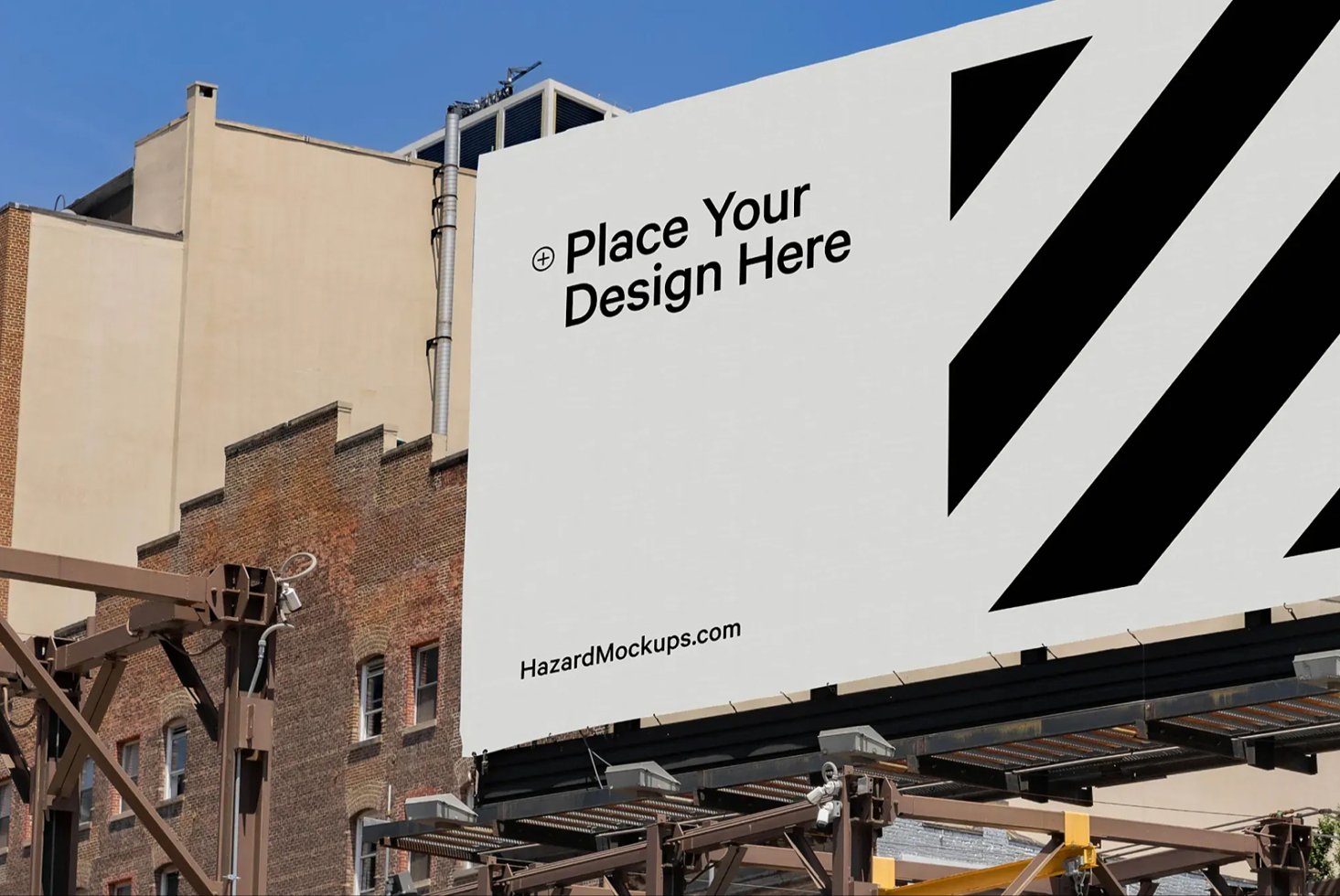Billboard mockup for designers showcasing place your design here text with urban background suitable for digital assets marketing and advertising.