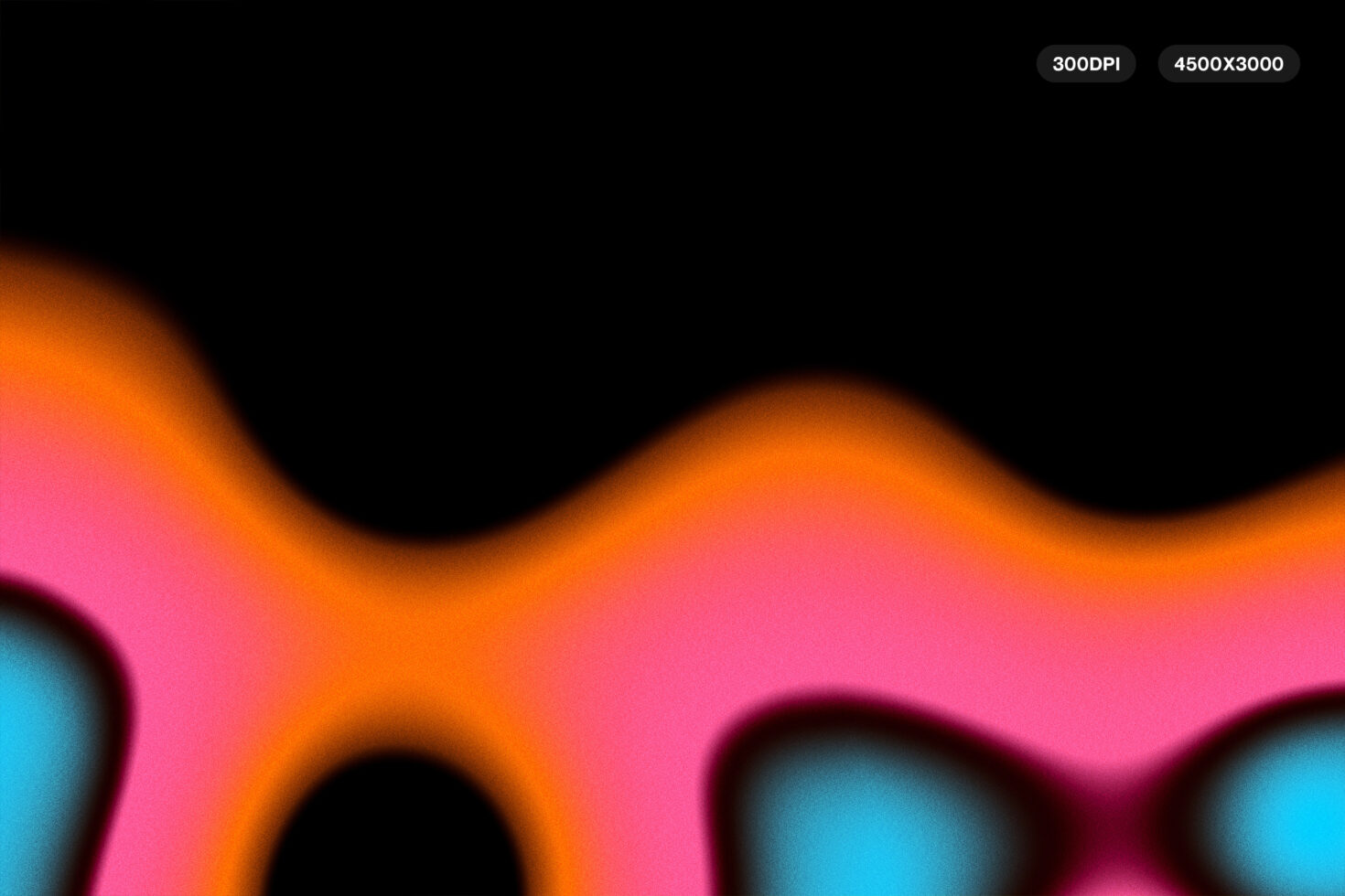 Vibrant abstract gradient design with orange pink waves on black background suitable for digital assets marketplace in graphics category 300DPI 4500x3000