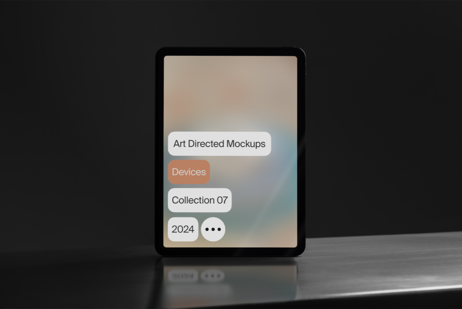 iPad mockup showing Art Directed Mockups collection interface layout