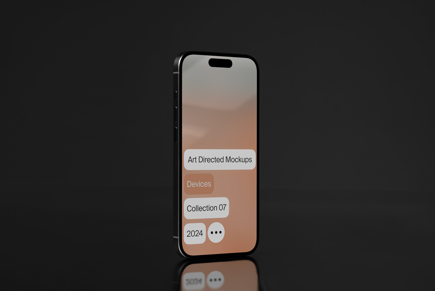Black smartphone mockup with art directed design on screen showcasing a modern interface. Ideal for digital asset designers and template creators.
