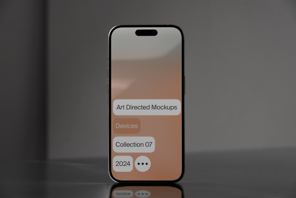 iPhone mockup displaying Collection 07 2024 with beige gradient background