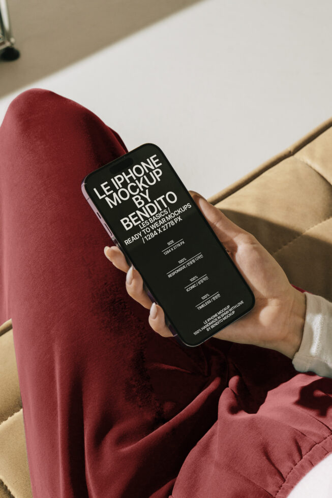 iPhone mockup in hand showcasing responsive design. Perfect for designers needing high-quality templates for digital projects and UI presentations.