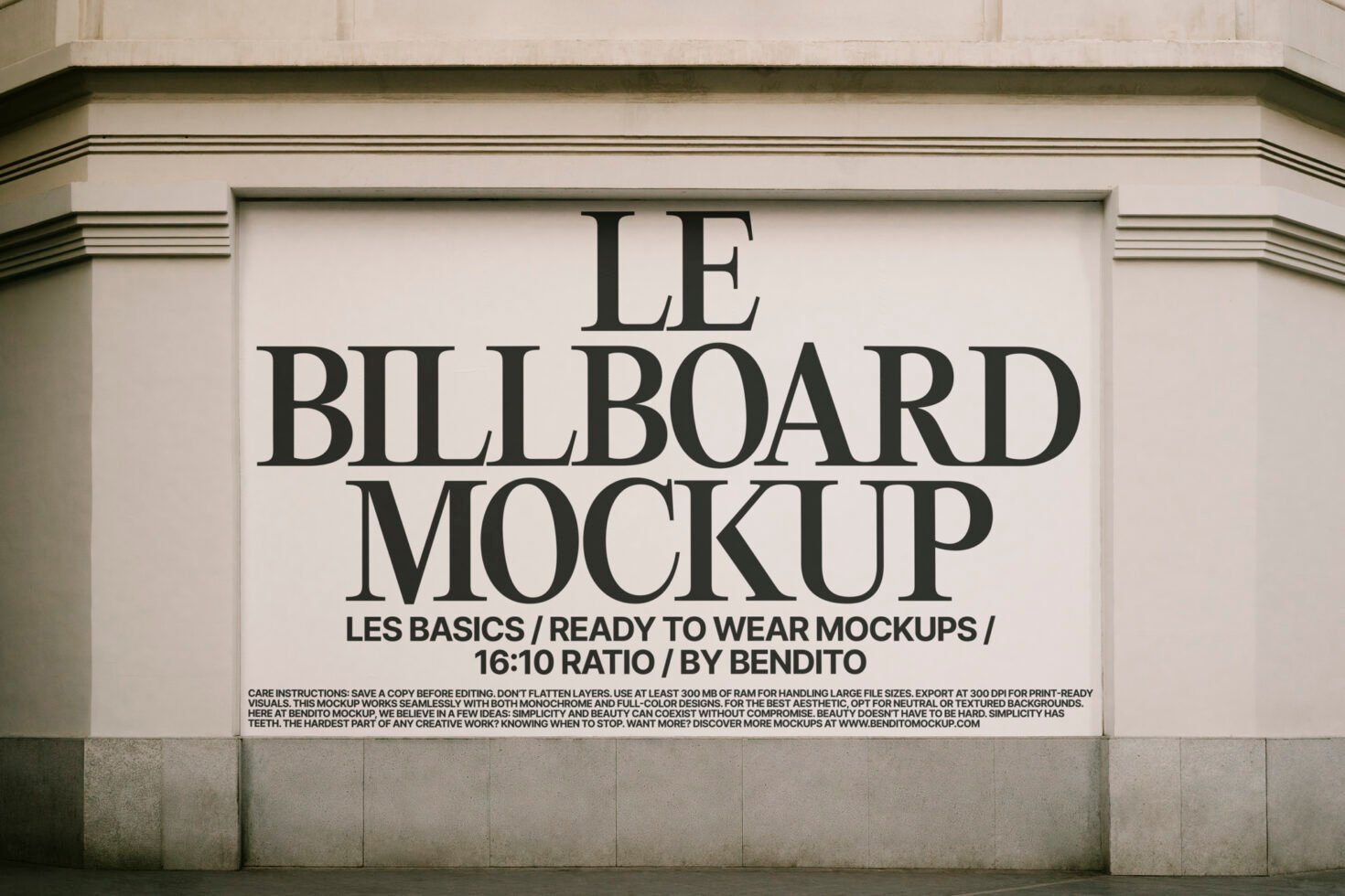 Billboard mockup design featuring neutral wall background ideal for showcasing advertising templates. Perfect for designers seeking realistic mockup graphics.