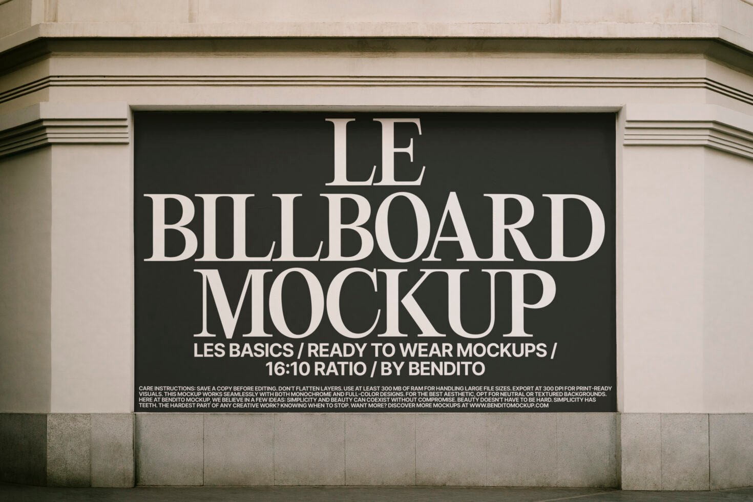 Billboard mockup in an urban setting with a clean minimal design. Perfect for designers seeking high-quality graphic mockups and digital asset templates.