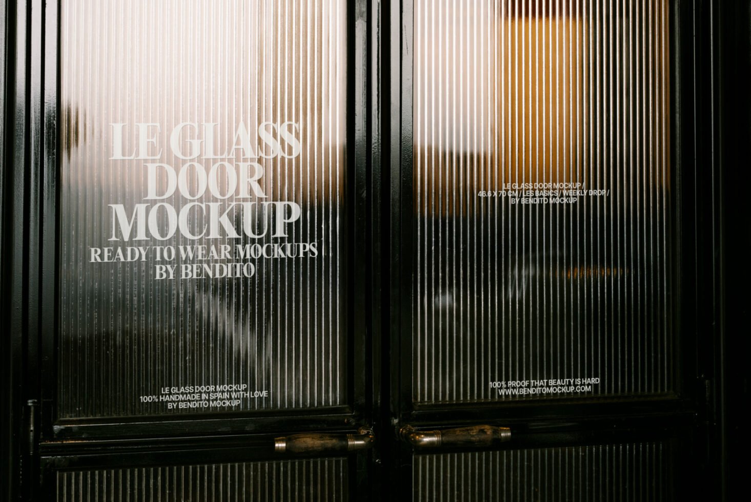 Glass door mockup design showcasing ready-to-wear signage. Perfect for designers, this template offers realistic graphics for creative projects.