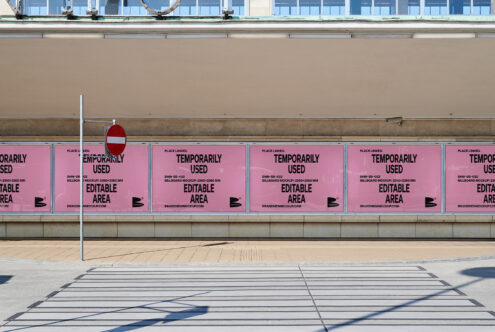 Pink billboard mockup with editable areas for designers outdoor advertising template vibrant street urban design blank signage creative graphics.