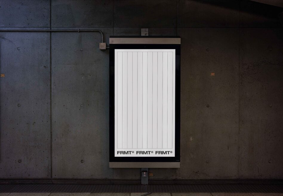 Vertical subway poster mockup on a concrete wall ideal for showcasing graphic design templates or advertising in urban settings for designers