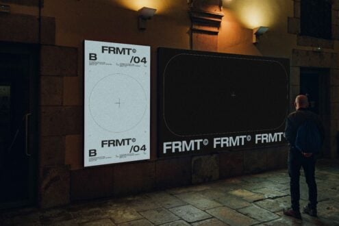 Outdoor billboard mockup featuring urban setting, showcasing branding design templates for marketing and advertising. Ideal for designers' presentations.
