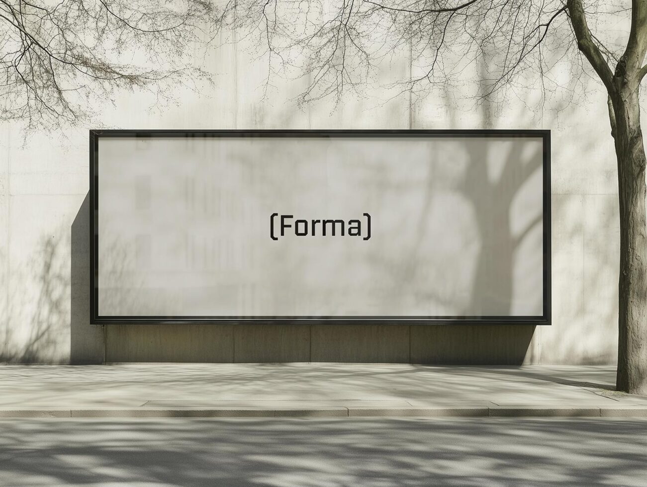 Blank billboard mockup on a street with tree shadows perfect for designers showcasing advertising templates or graphic design presentations.