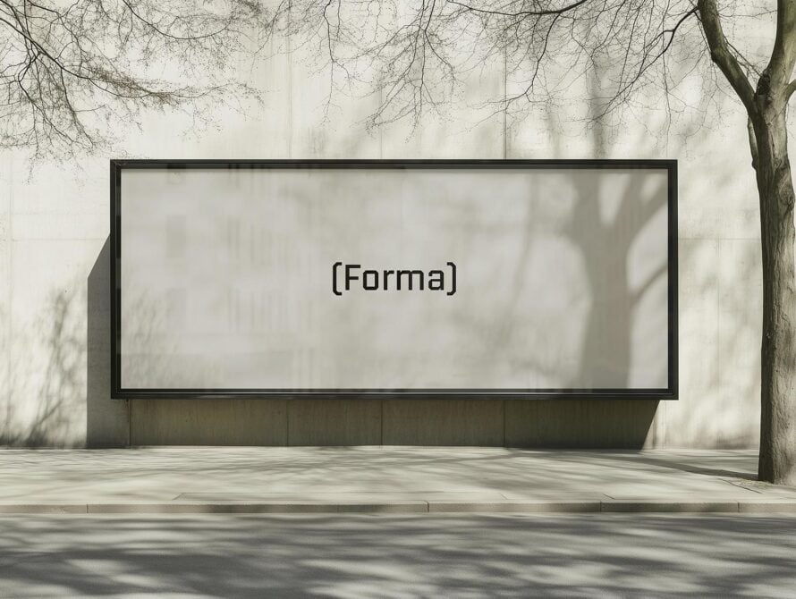 Blank billboard mockup on a street with tree shadows perfect for designers showcasing advertising templates or graphic design presentations.