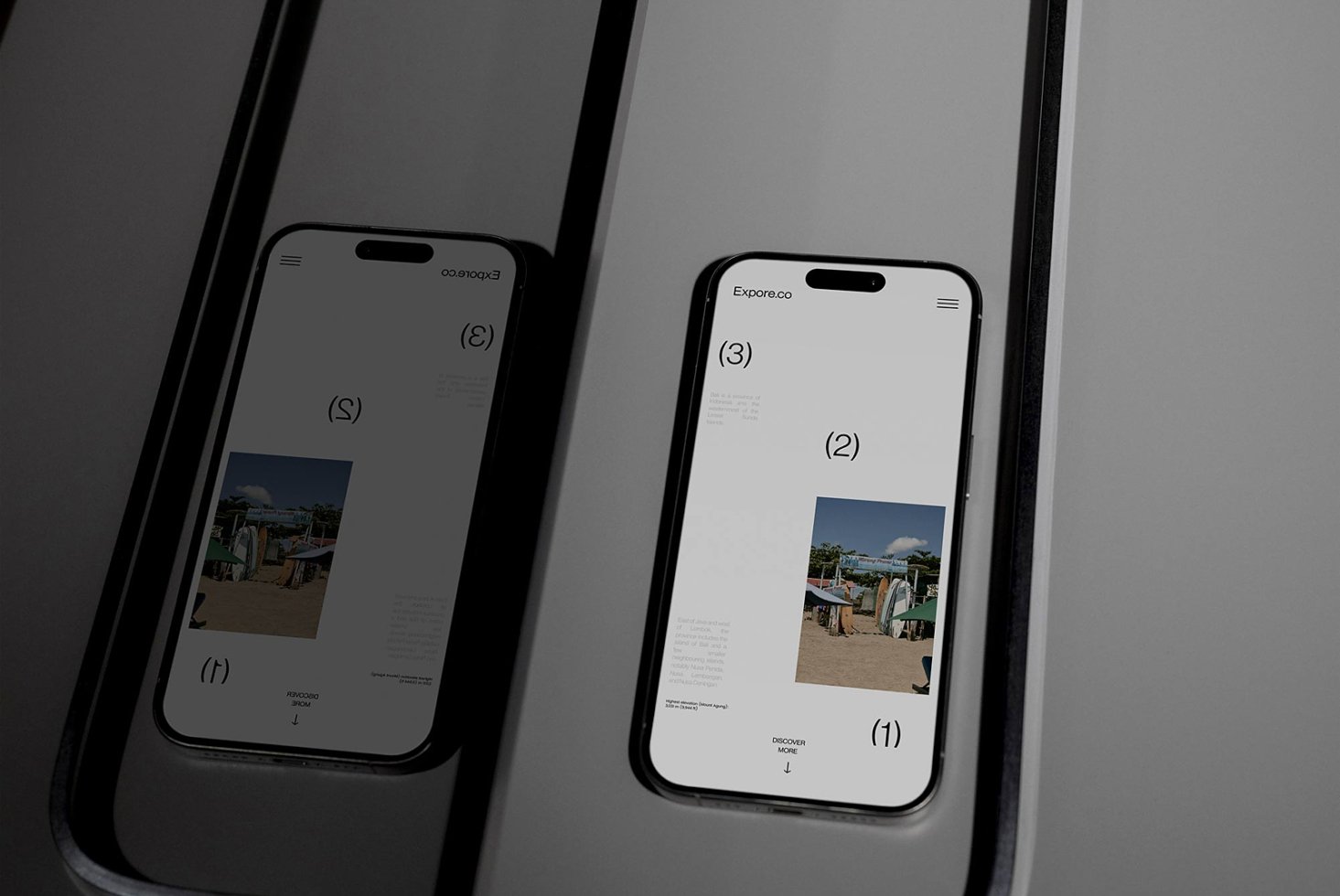 iPhone 14 mockup on a reflective surface showcasing a modern website design with clear typography, ideal for UI UX designers and digital product displays.